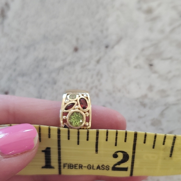 10K Yellow Gold Multi Gemstone Ring Wide Band Peridot Garnet Topaz Amethyst 4g+ - Picture 9 of 13